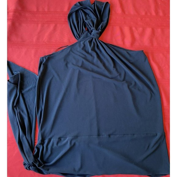 COPY - Lane Bryant Halter Top Blouse 18 Black Sequin Beaded Pleated Neck Tie Si… - Picture 6 of 8